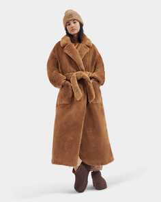 Верхняя одежда Alesandra Faux Fur Wrap Coat UGG, коричневый