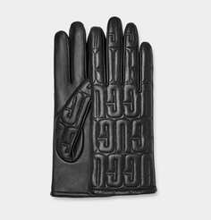 Перчатки Leather Quilted Logo Glove UGG, черный