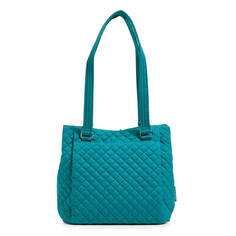Хлопковая сумка Vera Bradley Multi-Compartment Shoulder Satchel Purse, зелено-голубой