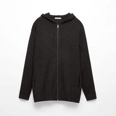 Куртка Oysho Long Knit With Zip-Through Front, черный