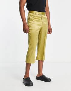 Зеленые атласные широкие брюки-кюлоты ASOS DESIGN