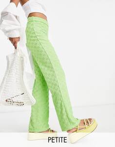 Зеленые махровые брюки прямого кроя Topshop Petite