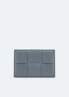 Картхолдер BOTTEGA VENETA Intrecciato leather card case, серый
