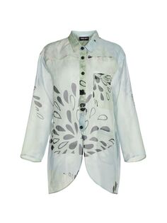 Шелковая блузка с принтом в виде лепестков Giorgio Armani, синий