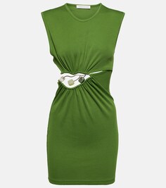 Трикотажное мини-платье в рубчик Folia Float Buckle CHRISTOPHER ESBER, зеленый