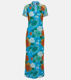 Сетчатое платье макси с цветочным принтом LOEWE, разноцветный
