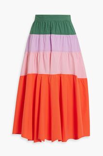Ярусная юбка миди Katalina из хлопкового поплина в стиле колор-блок DEREK LAM 10 CROSBY, оранжевый