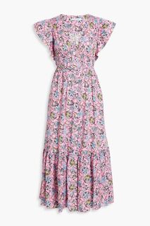 Платье миди из хлопкового поплина Greta с оборками и цветочным принтом DEREK LAM 10 CROSBY, розовый