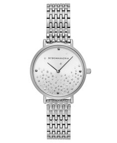 Женские часы с 2 стрелками, серебристый ремешок из нержавеющей стали, 32 мм BCBGMAXAZRIA, серебро