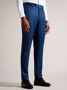 Шерстяные брюки прямого кроя Ted Baker Atlowt, ярко-синие