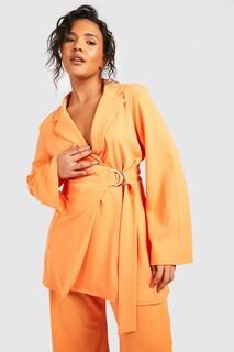 Пиджак с кольцами d-поясом Boohoo, оранжевый