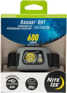 Перезаряжаемый налобный фонарь Radiant RH1 PowerSwitch Nite Ize, серый