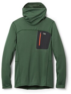 Флисовый пуловер с капюшоном Vigor Grid - Мужской Outdoor Research, зеленый