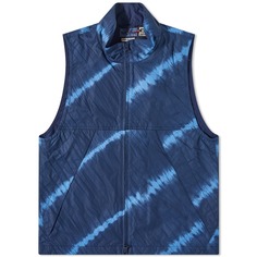 Нейлоновый жилет Shibori Diagonal Dye Blue Blue Japan