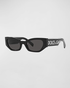 Пластиковые солнцезащитные очки «кошачий глаз» с монохромным графическим логотипом Dolce&amp;Gabbana