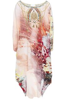 Асимметричное платье из шелкового крепдешина Coastal Treasure с декорированным принтом CAMILLA, розовый