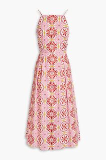Платье миди Goreti из хлопкового поплина со складками и принтом BORGO DE NOR, розовый