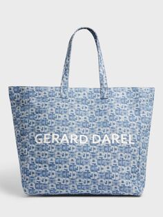 Джинсовая большая сумка с монограммой Gerard Darel Lola, синяя