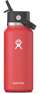 Вакуумная бутылка для воды с широким горлышком и гибкой соломенной крышкой — 32 эт. унция Hydro Flask, красный