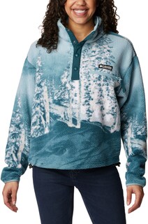 Укороченный флисовый пуловер Helvetia с полукнопками - женский Columbia, синий