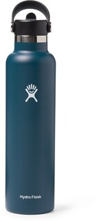 Вакуумная бутылка для воды со стандартным горлышком и гибкой соломенной крышкой — 24 эт. унция Hydro Flask, синий
