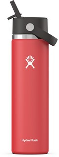 Вакуумная бутылка для воды с широким горлышком и гибкой соломенной крышкой — 24 эт. унция Hydro Flask, красный