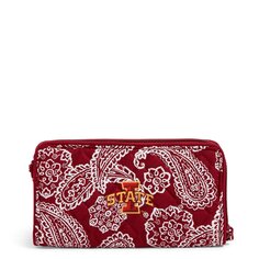 Кошелек Vera Bradley Cotton Collegiate Front Zip With Rfid Protection, бордовый/желтый