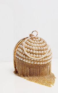 PrettyLittleThing Большая сумка-сфера из золота с бриллиантами и жемчугом