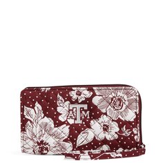 Кошелек Vera Bradley Cotton Collegiate Front Zip With Rfid Protection, белый/темно-красный