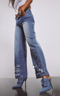 PrettyLittleThing Синие джинсовые туфли из искусственной кожи на остром каблуке