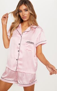 PrettyLittleThing Короткая пижама розового цвета с контрастной окантовкой