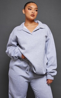 PrettyLittleThing Серый свитер с V-образным вырезом Plus