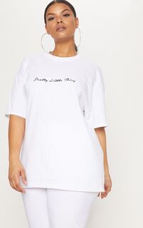 PrettyLittleThing Plus Белая футболка с надписью