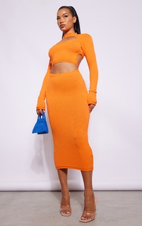 PrettyLittleThing Оранжевая трикотажная юбка макси