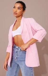 PrettyLittleThing Розовый базовый пиджак с отложными рукавами