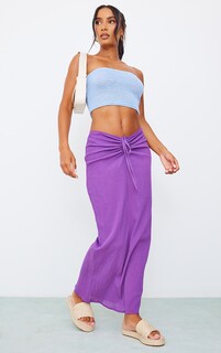 PrettyLittleThing Пурпурная юбка мидакси со сборками спереди из марлевой ткани
