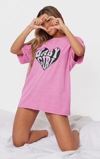 PrettyLittleThing Розовая футболка с надписью Baby Girl Washed Night