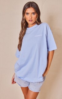 PrettyLittleThing Сине-серая футболка с вышивкой Copenhagen