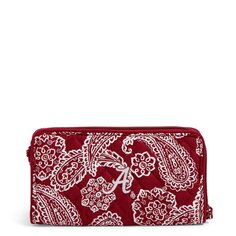 Кошелек Vera Bradley Cotton Collegiate Front Zip With Rfid Protection, красный/белый