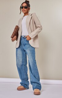 PrettyLittleThing Базовый пиджак большого размера с карманами спереди Stone