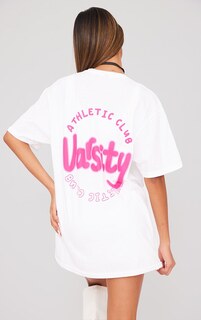 PrettyLittleThing Белая футболка с университетским принтом Athletic Club