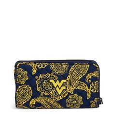 Кошелек Vera Bradley Cotton Collegiate Front Zip With Rfid Protection, синий/желтый