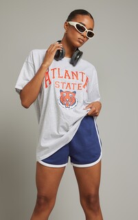 PrettyLittleThing Серая объемная футболка с принтом Marl Atlanta State