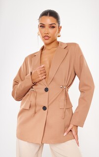 PrettyLittleThing Светло-коричневый пиджак с застежкой на талии