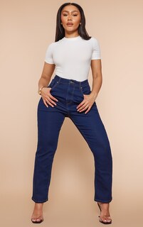 PrettyLittleThing Форма – темно-синие джинсы из суперэластичного денима с высокой талией