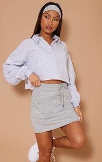 PrettyLittleThing Серая мини-юбка с кулиской на талии Sweat