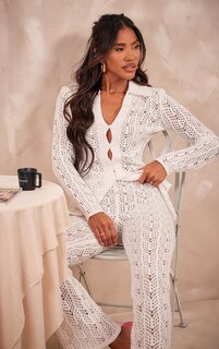 PrettyLittleThing Белая открытая рубашка крючком