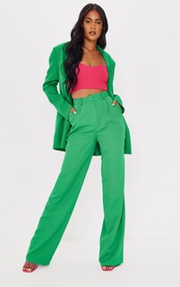 PrettyLittleThing Высокие зеленые брюки с карманами и завышенной талией