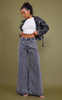 PrettyLittleThing Выстиранные серые мешковатые длинные джинсы с экстремально широкими штанинами