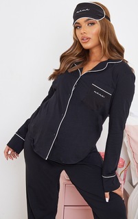 PrettyLittleThing Черный пижамный топ с длинными рукавами Mama для беременных